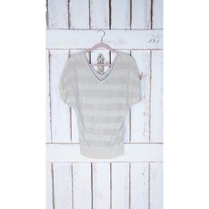 90s vintage slouchy ivory tan brown striped cable knit sweater